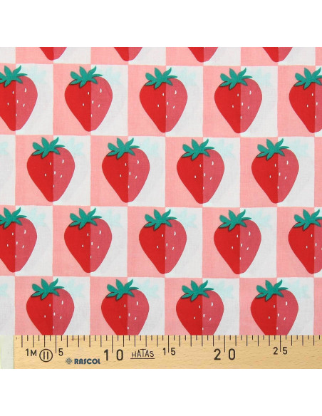 Cotton poplin fabric - Mariguette pink and red