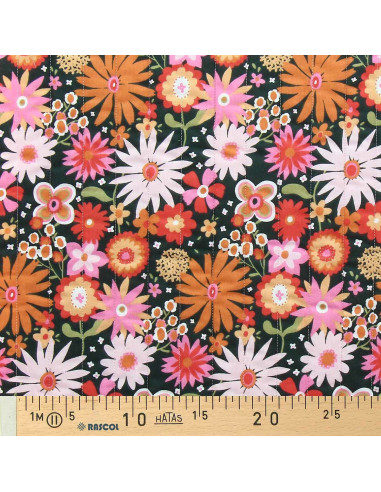 Quilted cotton fabric - Childhood green and orange
