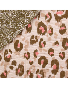 Quilted cotton fabric - Karula linen and green