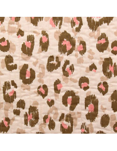 Quilted cotton fabric - Karula linen and green 2