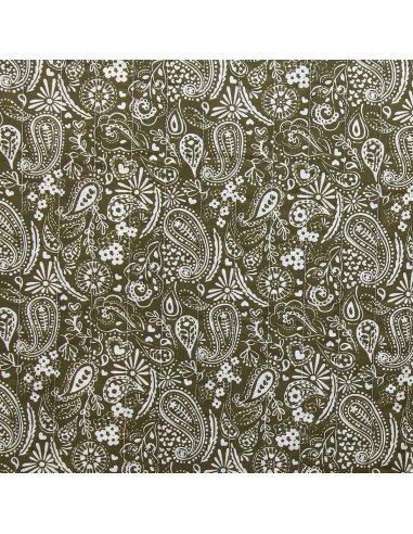 Quilted cotton fabric - Karula linen and green