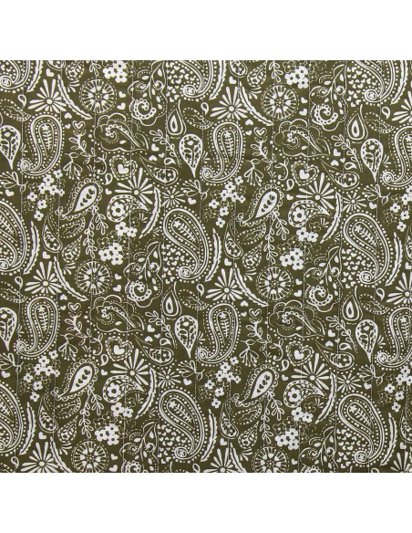 Quilted cotton fabric - Karula linen and green