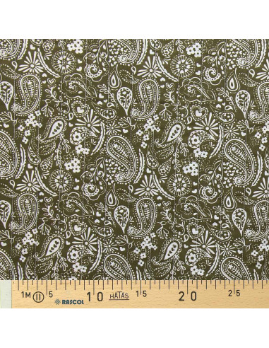 Quilted cotton fabric - Karula linen and green
