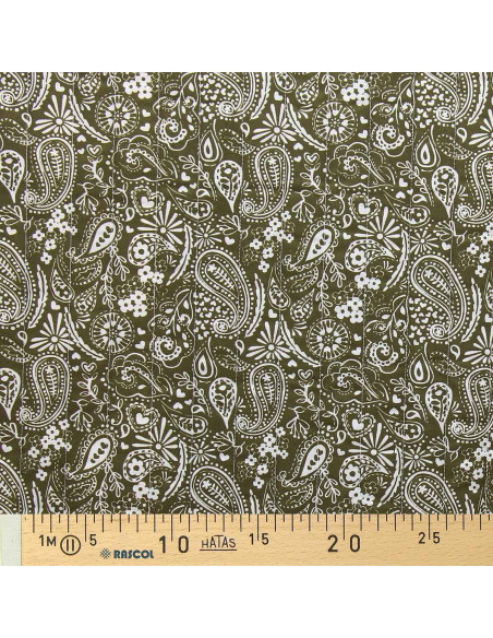 Quilted cotton fabric - Karula linen and green