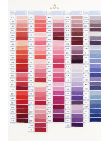 Color chart of 500 skein and pearl DMC colors