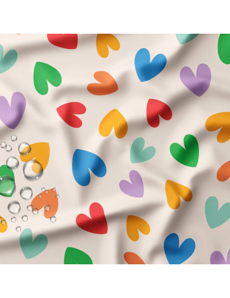 Waterproof fabric for raincoat - Chrichri ecru and multicolored