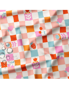 Waterproof fabric for raincoat - Cirafine ecru and pink