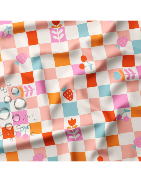 Waterproof fabric for raincoat - Cirafine ecru and pink