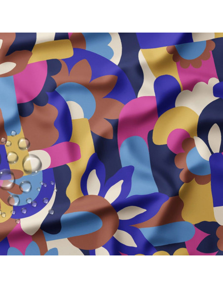 Waterproof fabric for raincoat - Naive blue and brown