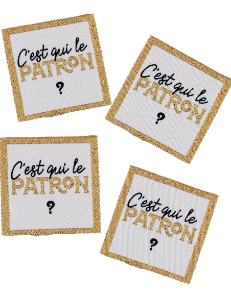 Set of 4 sew-on labels - Who's the boss?