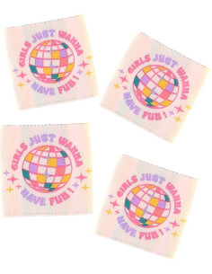 Set of 4 sew-on labels - Girls just wanna have fun