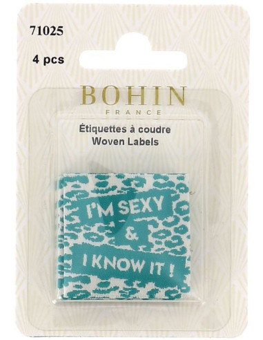 Set of 4 sew-on labels - I'm sexy & I know it!