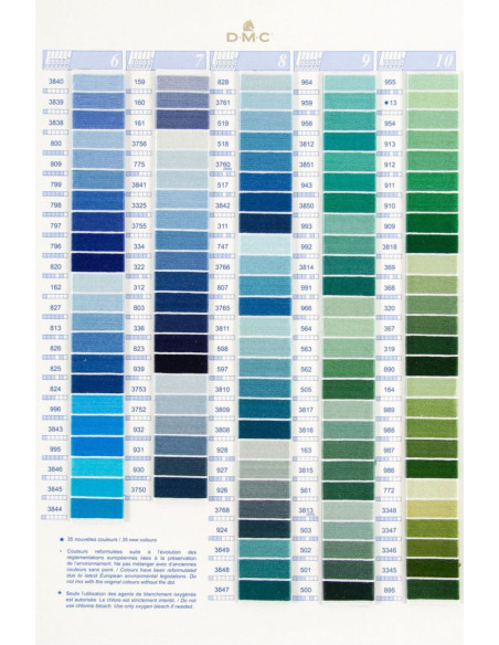 Color chart of 500 skein and pearl DMC colors
