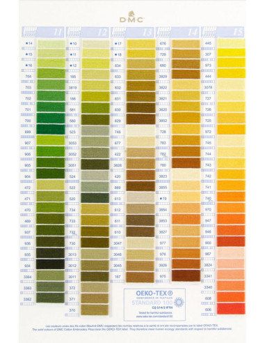 Color chart of 500 skein and pearl DMC colors