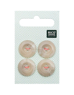 Card of 4 horn-look shell buttons - Beige 17 mm