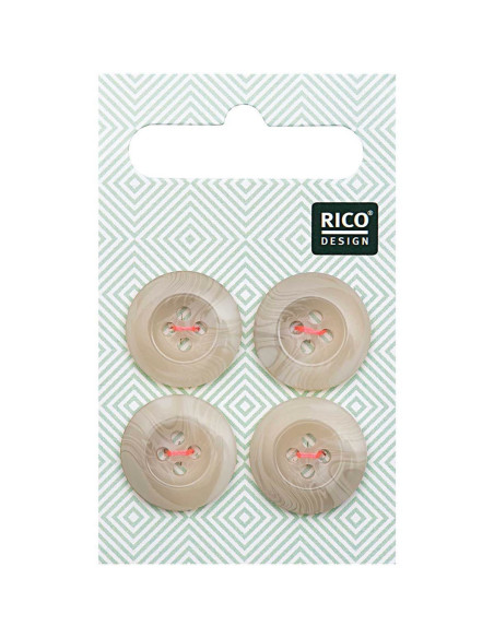 Card of 4 horn-look shell buttons - Beige 17 mm