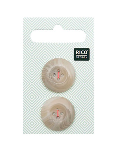 Card of 2 horn-look scale buttons - Beige 22 mm