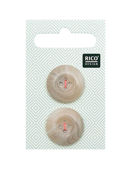 Card of 2 horn-look scale buttons - Beige 22 mm