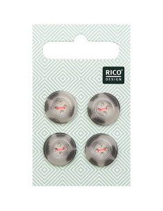 Card of 4 horn-look shell buttons - Beige and gray 15 mm