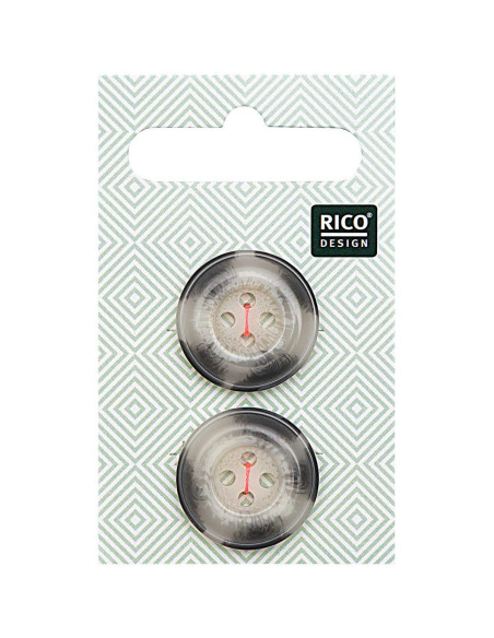 Card of 2 horn-look scale buttons - Beige and gray 22 mm