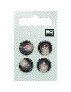 Card of 4 horn-look shell buttons - Gray 15 mm