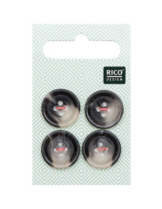 Card of 4 horn-look shell buttons - Gray 17 mm