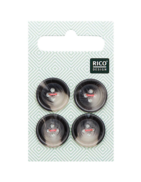 Card of 4 horn-look shell buttons - Gray 17 mm