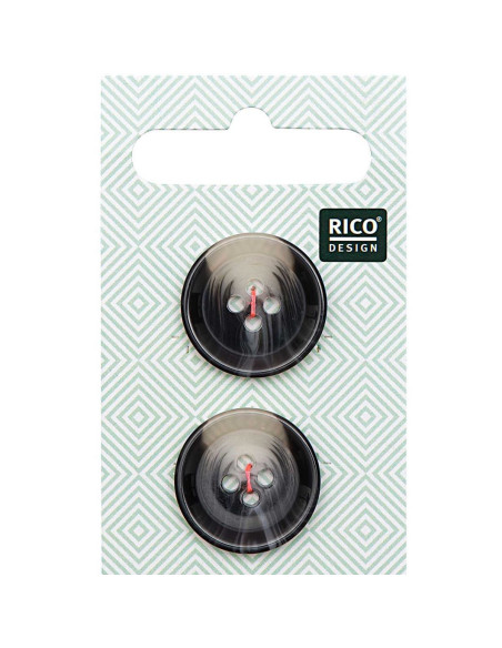 Card of 2 horn-look shell buttons - Gray 22 mm