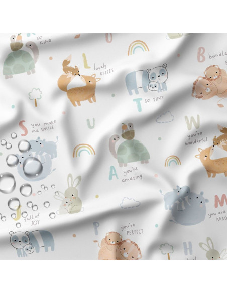 Waterproof fabric for raincoat - Mamma white and blue