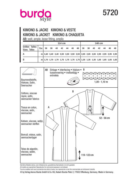 Jacket pattern - Burda 5720