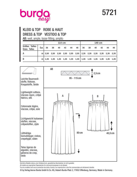 Dress and Top Pattern - Burda 5721