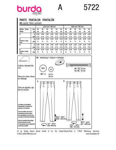 Pants pattern - Burda 5722