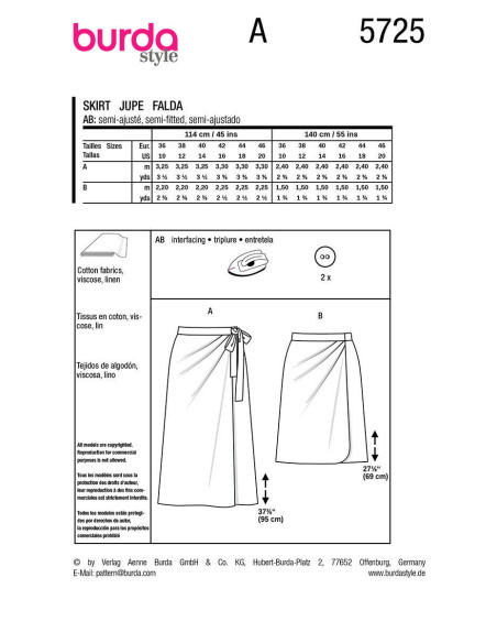 Skirt pattern - Burda 5725