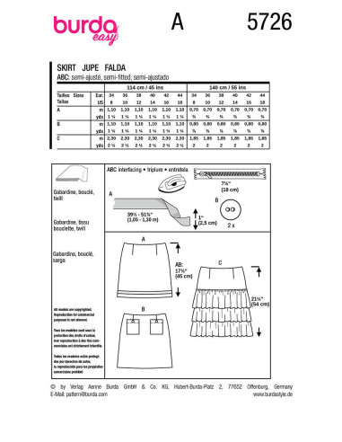 Skirt pattern - Burda 5726