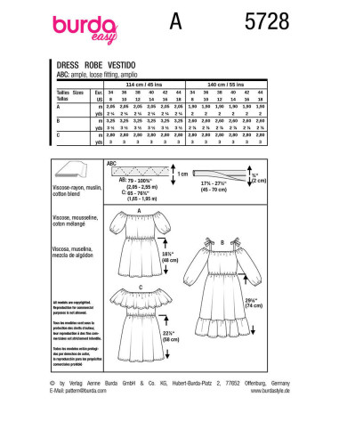 Dress pattern - Burda 5728
