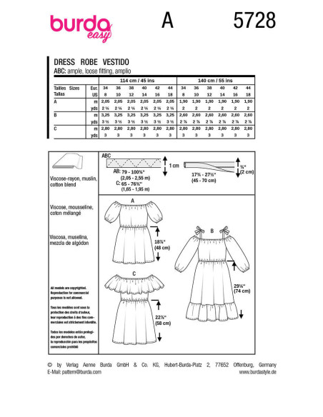Dress pattern - Burda 5728
