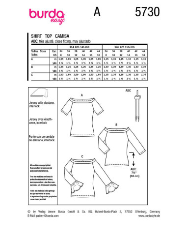 Pattern for top - Burda 5730