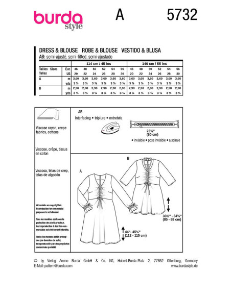 Dress and blouse pattern - Burda 5732