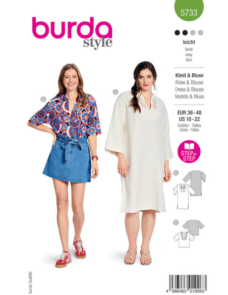 Dress and blouse pattern - Burda 5733