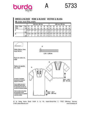 Dress and blouse pattern - Burda 5733