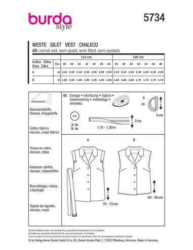 Vest pattern - Burda 5734