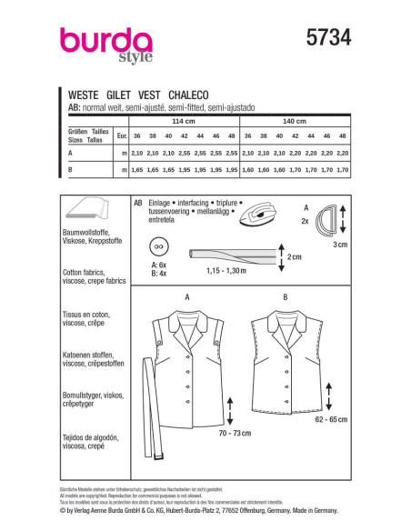 Vest pattern - Burda 5734