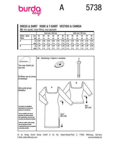 Dress and top pattern - Burda 5738