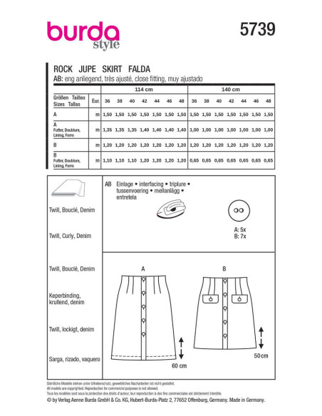Skirt pattern - Burda 5739