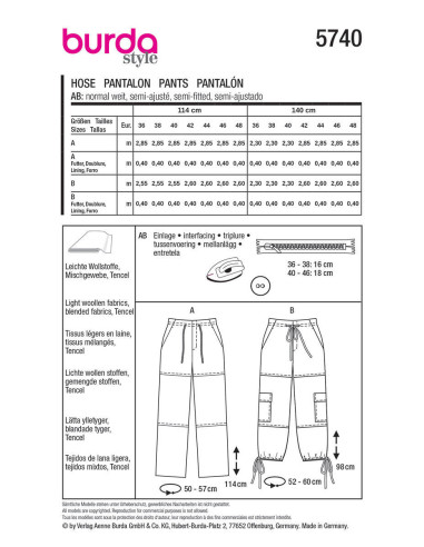 Pants pattern - Burda 5740