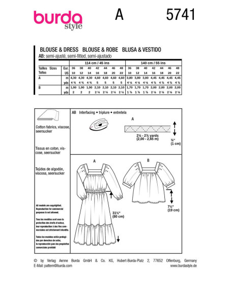 Dress and blouse pattern - Burda 5741