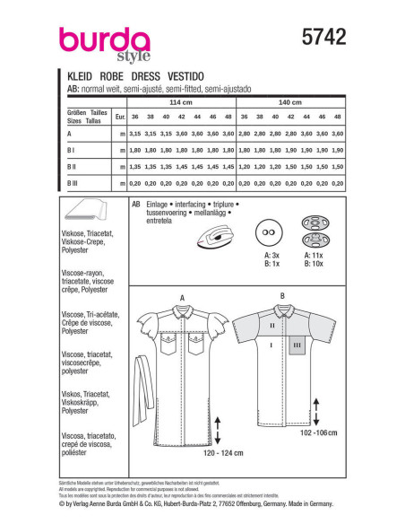 Dress pattern - Burda 5742