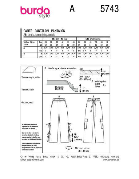Pants pattern - Burda 5743