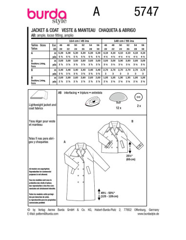 Coat pattern - Burda 5747