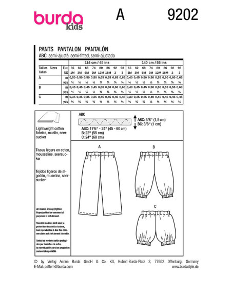 Pants pattern - Burda 9202